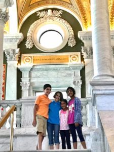 Family poses in Washington D.C.